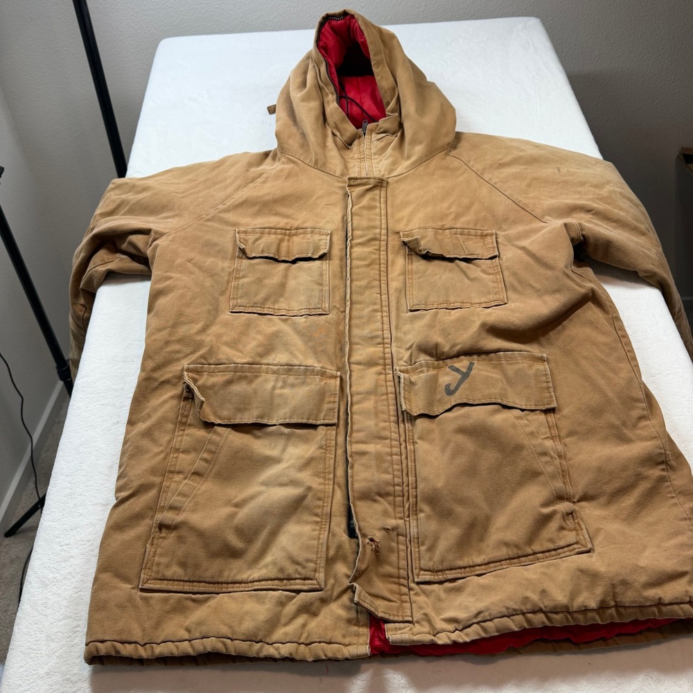 Walls Blizzard-Pruf Work Jacket Men XXL Tan Good Insulated Hooded Parka 35011BWX